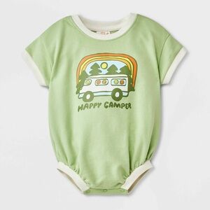 Cat & Jack Baby Happy Camper Graphic Romper in Light Green Size 18M